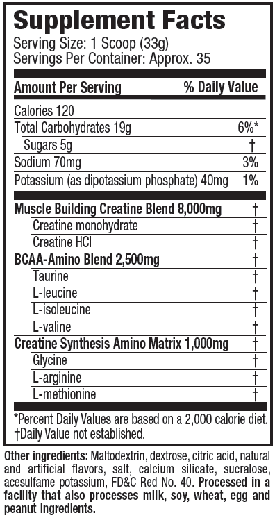 Six Star Creatine X3 Supp Facts