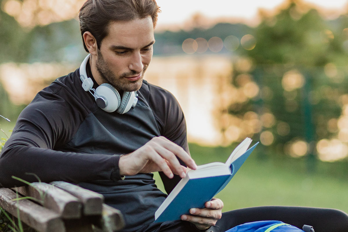 Athlete reading book